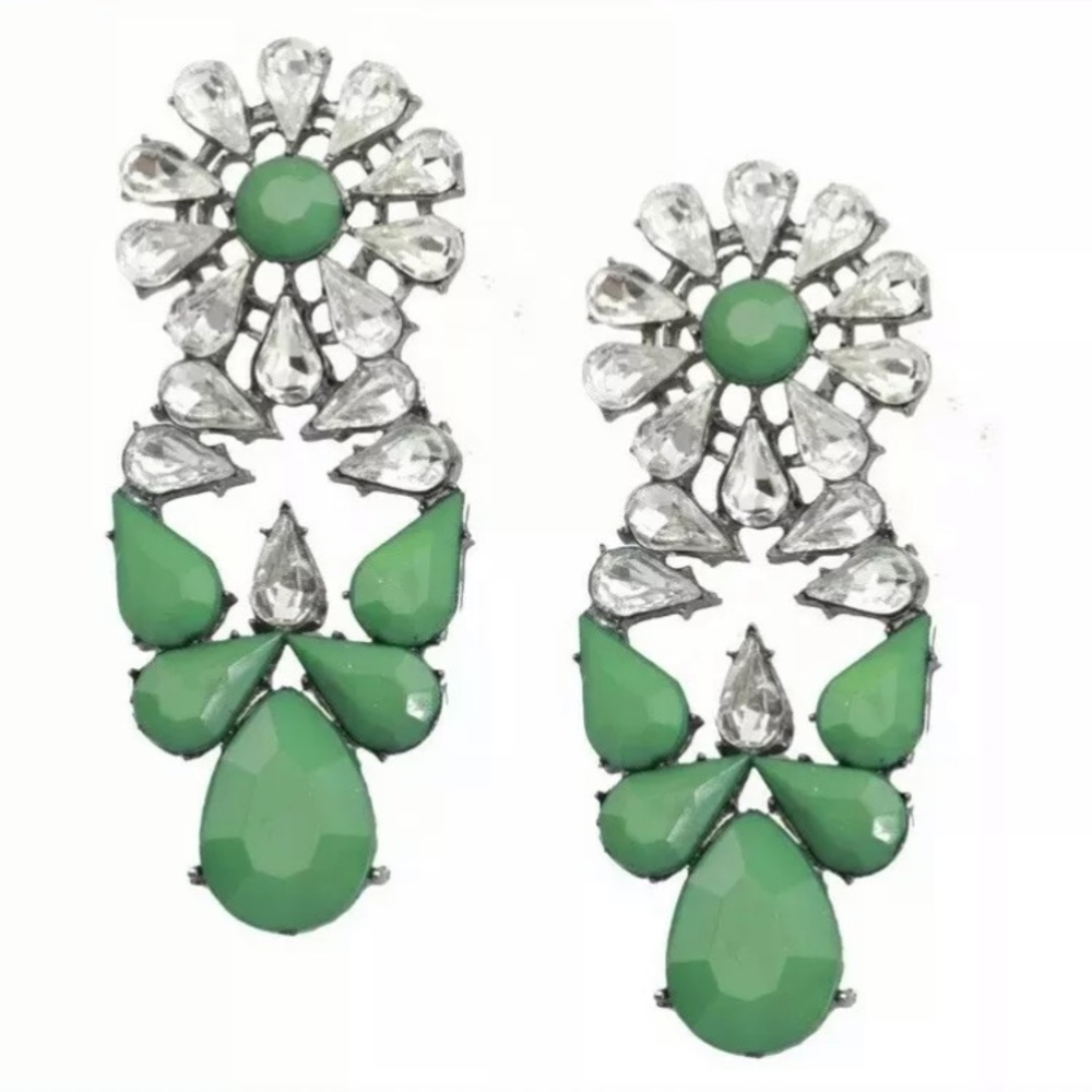 Green Jewel Drop Earrings